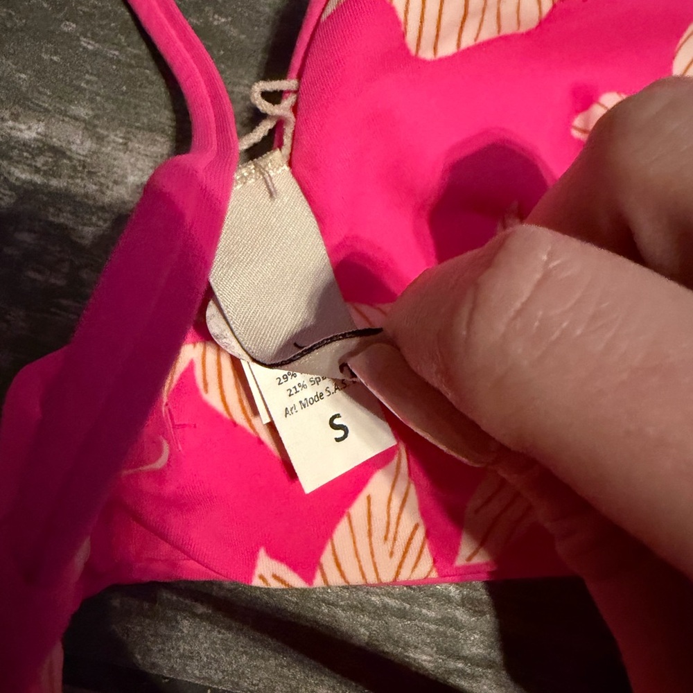 Maaji Radiant Pink Parade Long Line Triangle Bikini Top - Picture 4 of 4